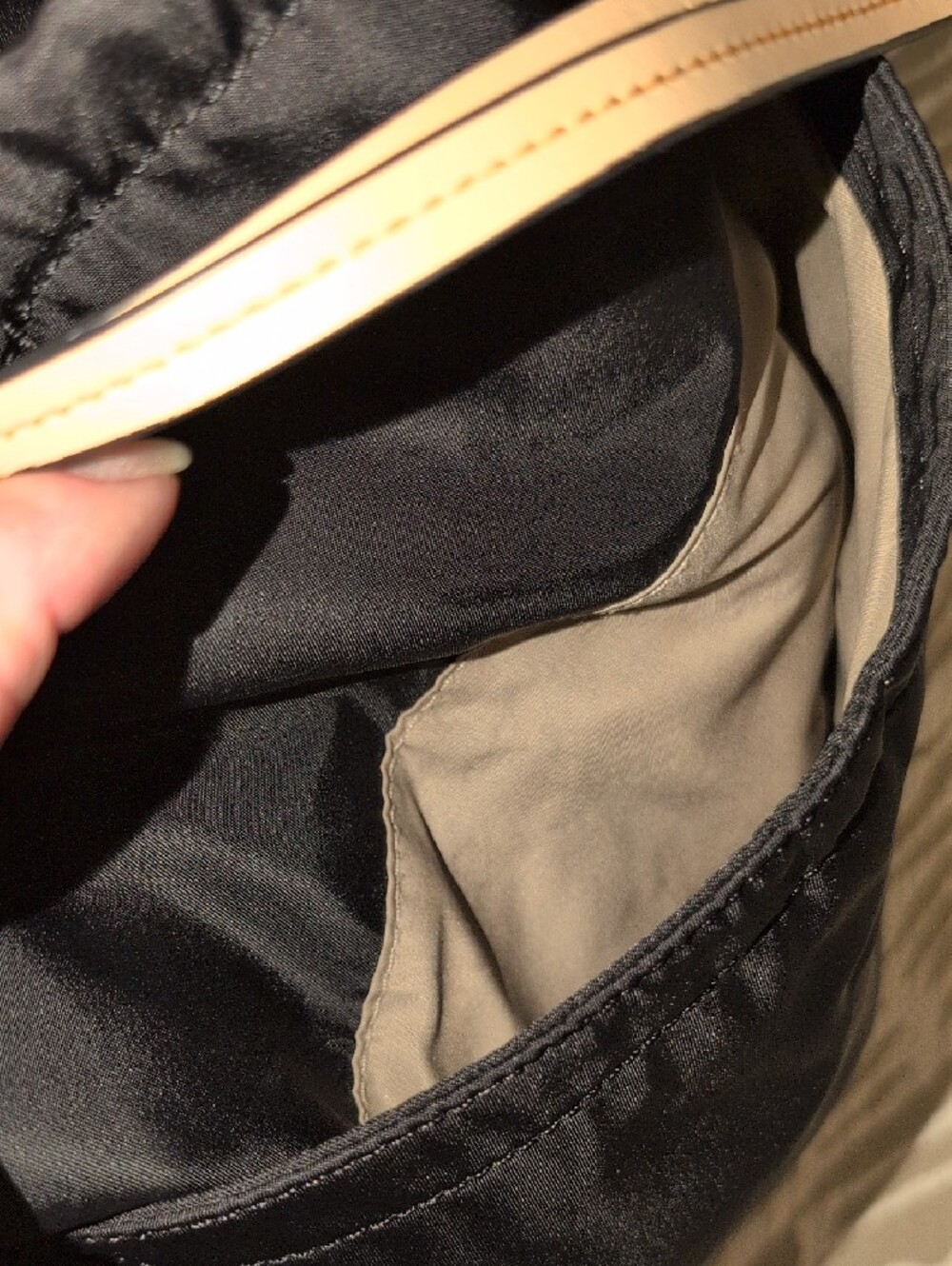 Black Anne Klein Tote Bag with Tan Handles  And trim - Picture 4 of 16